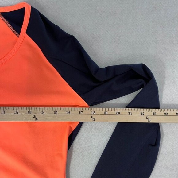 Athleta Running Wild Mix Crew Neck Shirt Small S Orange Blue Long Sleeve - Picture 7 of 12